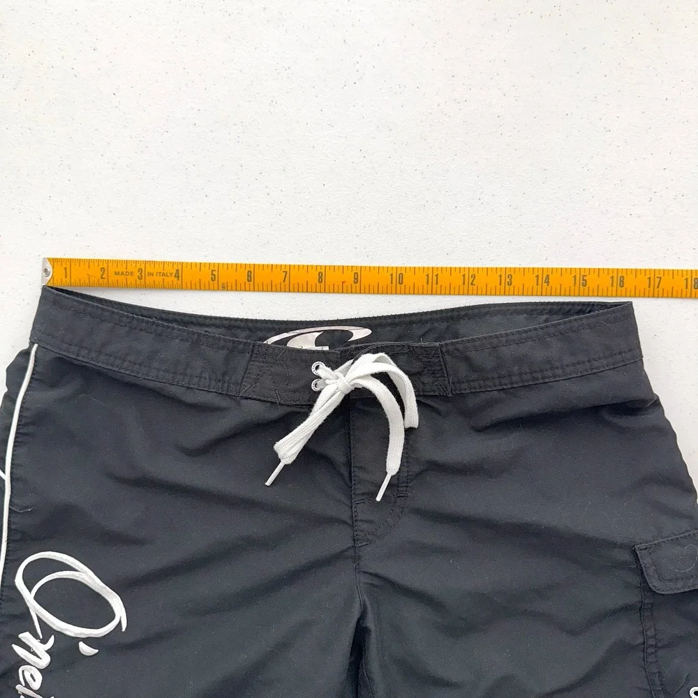 O'Neill Kids Black Board Shorts White‎ Script Logo Size 7 Swim Trunks